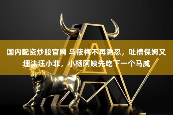 国内配资炒股官网 马筱梅不再隐忍，吐槽保姆又埋汰汪小菲，小杨阿姨先吃下一个马威
